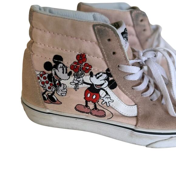 Vans Sk8-Hi Disney Mickey Minnie Mouse Pink Suede Sneakers Women’s 7.5 Rare - Picture 7 of 12